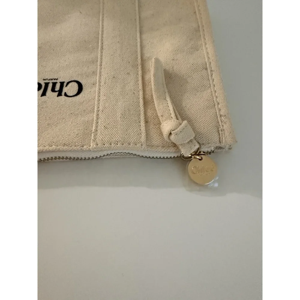 NWOT Chloé Parfum SOFT BEIGE BEAUTY CANVAS POUCH Makeup Cosmetic BAG 9